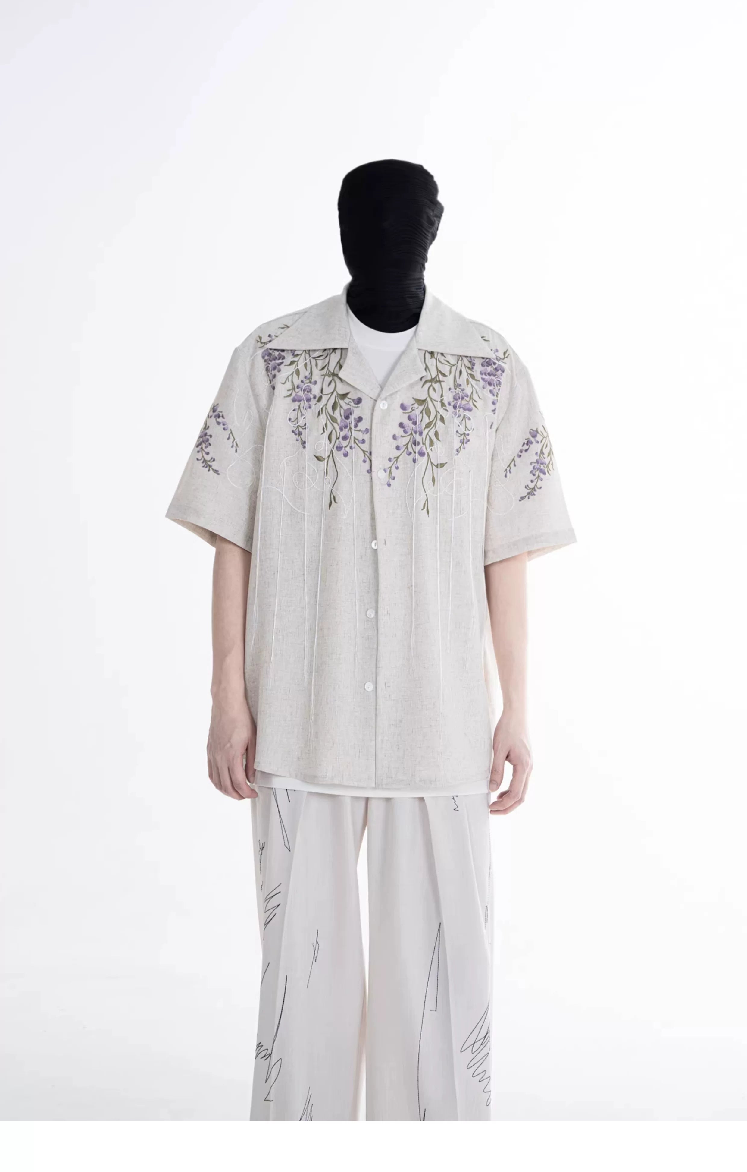 Wisteria Cascade Linen Camp Shirt