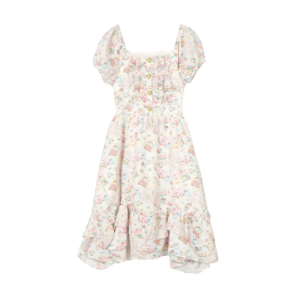 Sweet Floral Puff Sleeve Lolita Dress