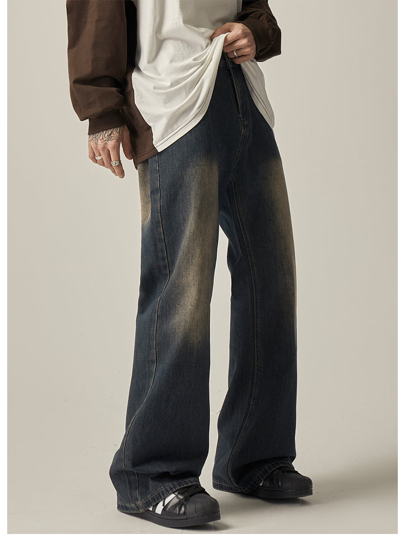 빈티지 워시 와이드 레그 진