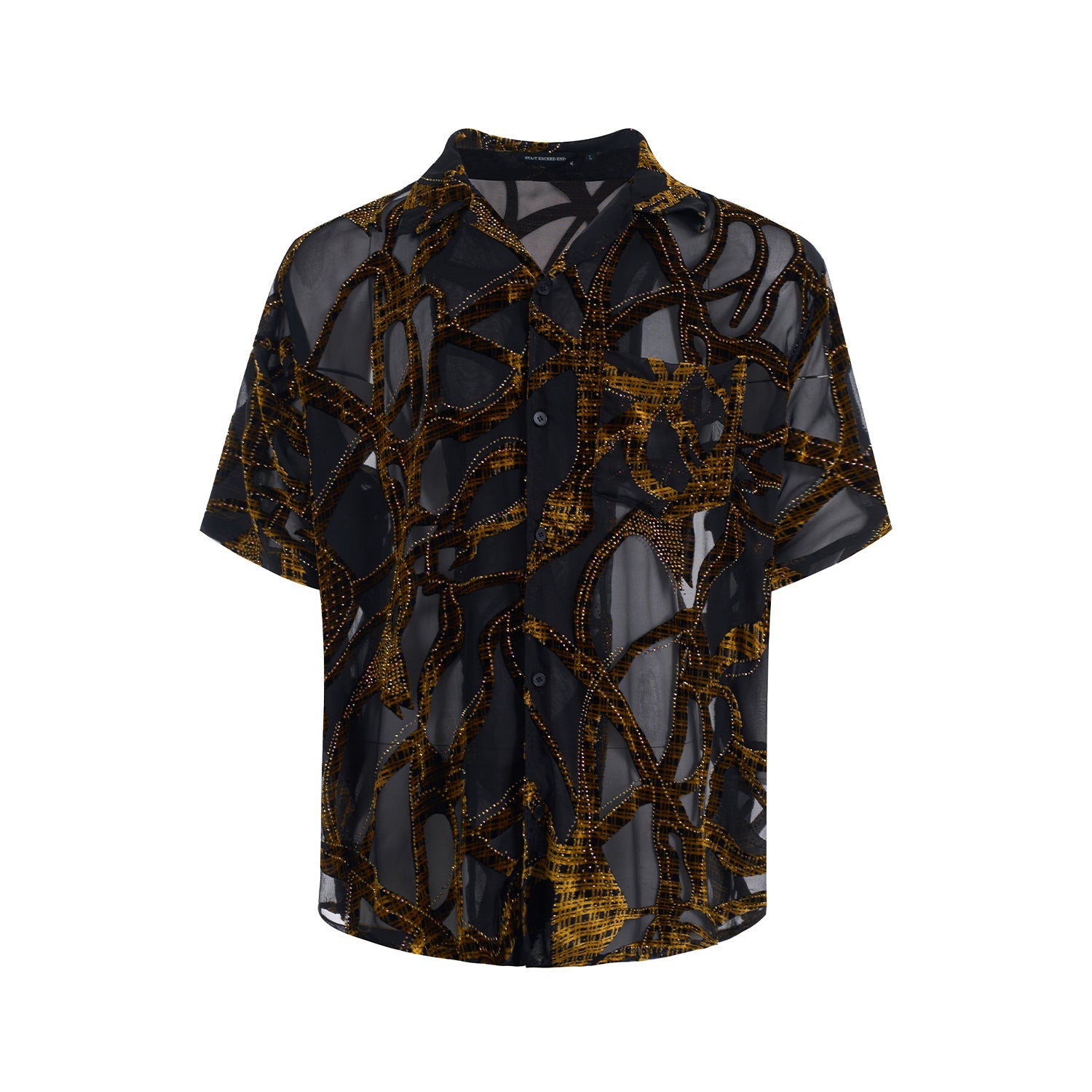 Sheer Beaded Spider Web Shirt