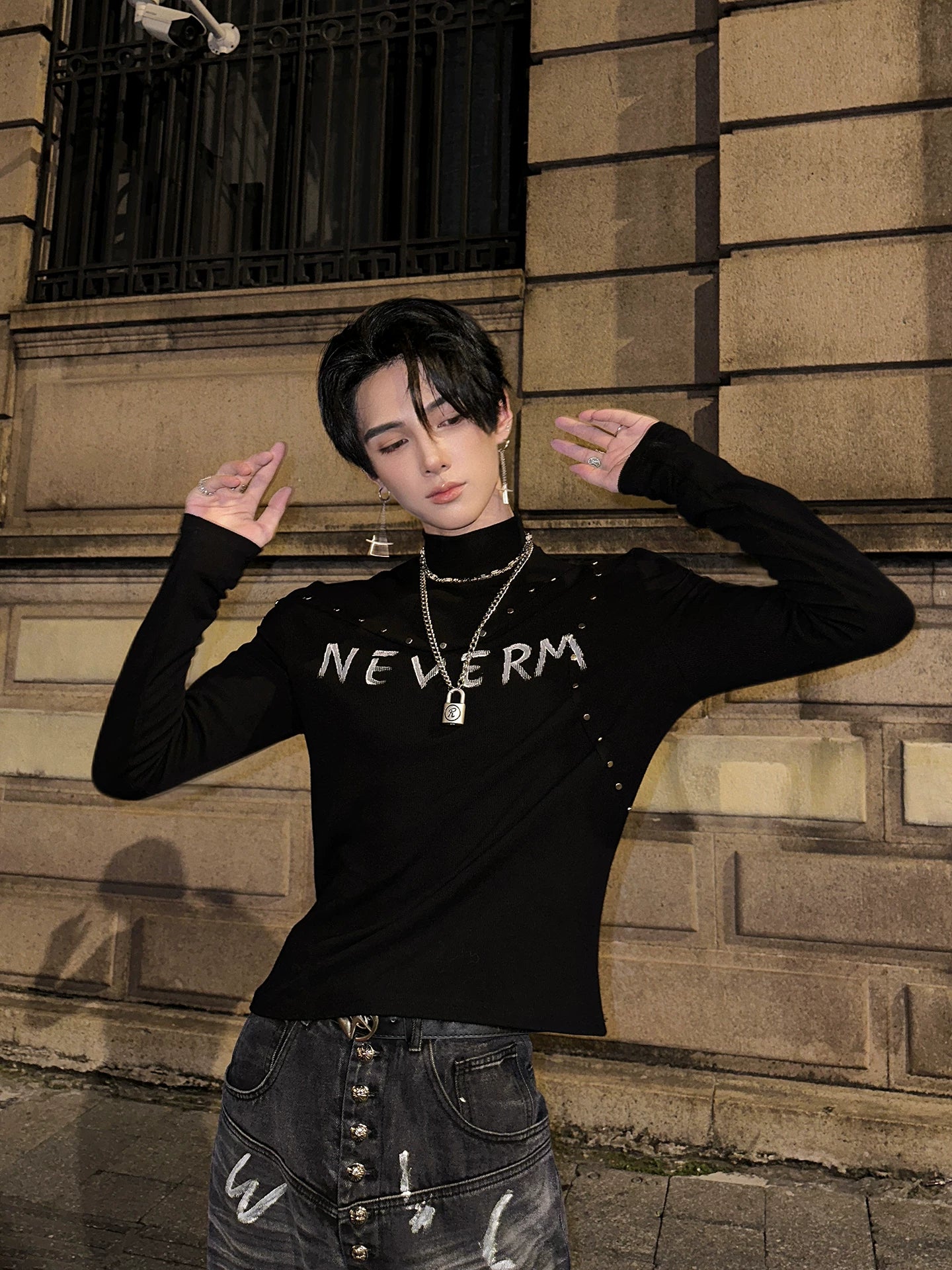 Neverm Studded Gothic Knit Turtleneck