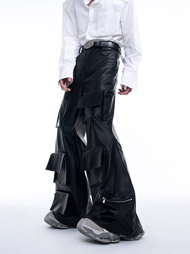 Black Cargo Pants with Fabric Panel Details