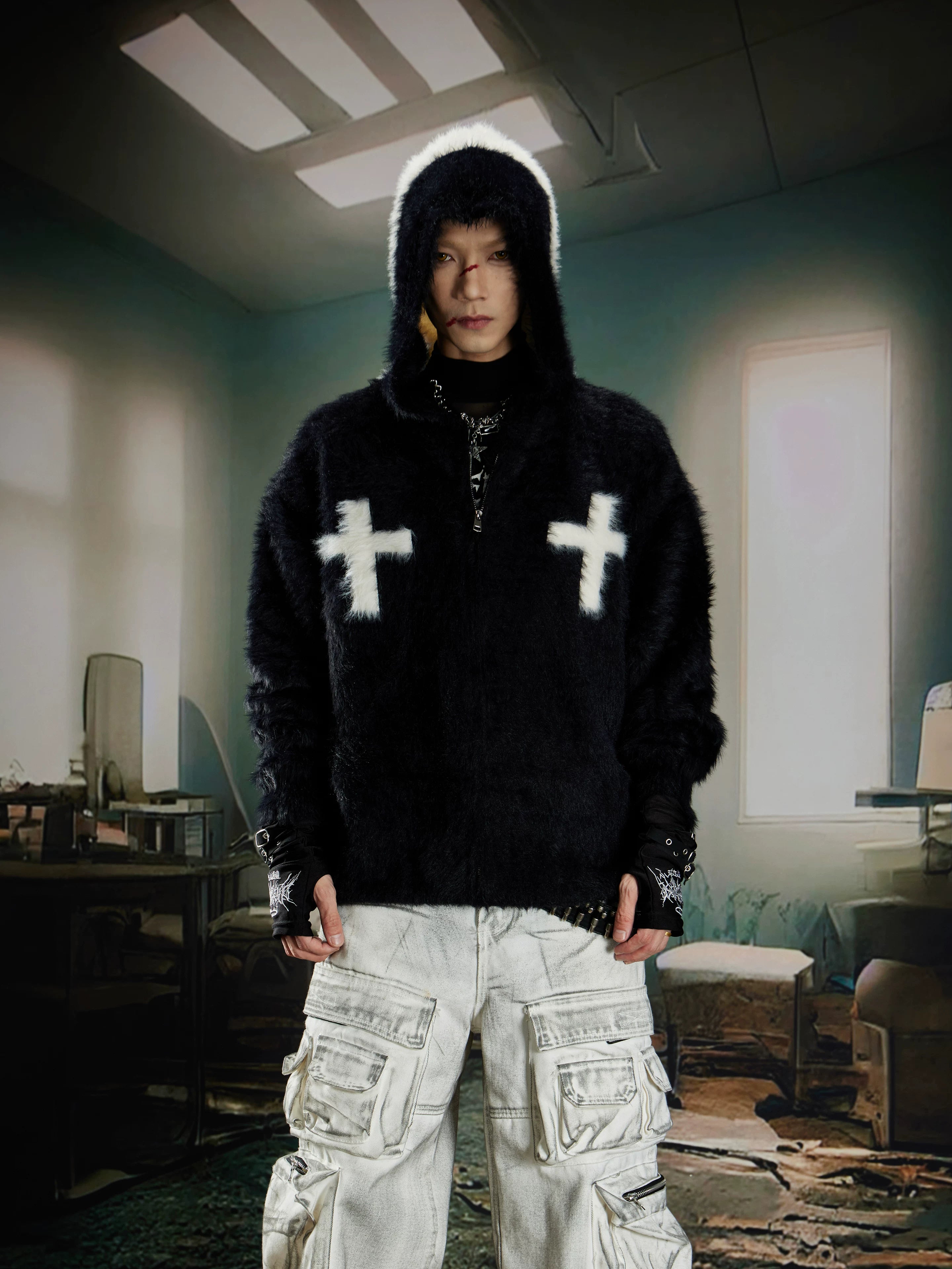 Crucifix Plush Relic Zip Hoodie