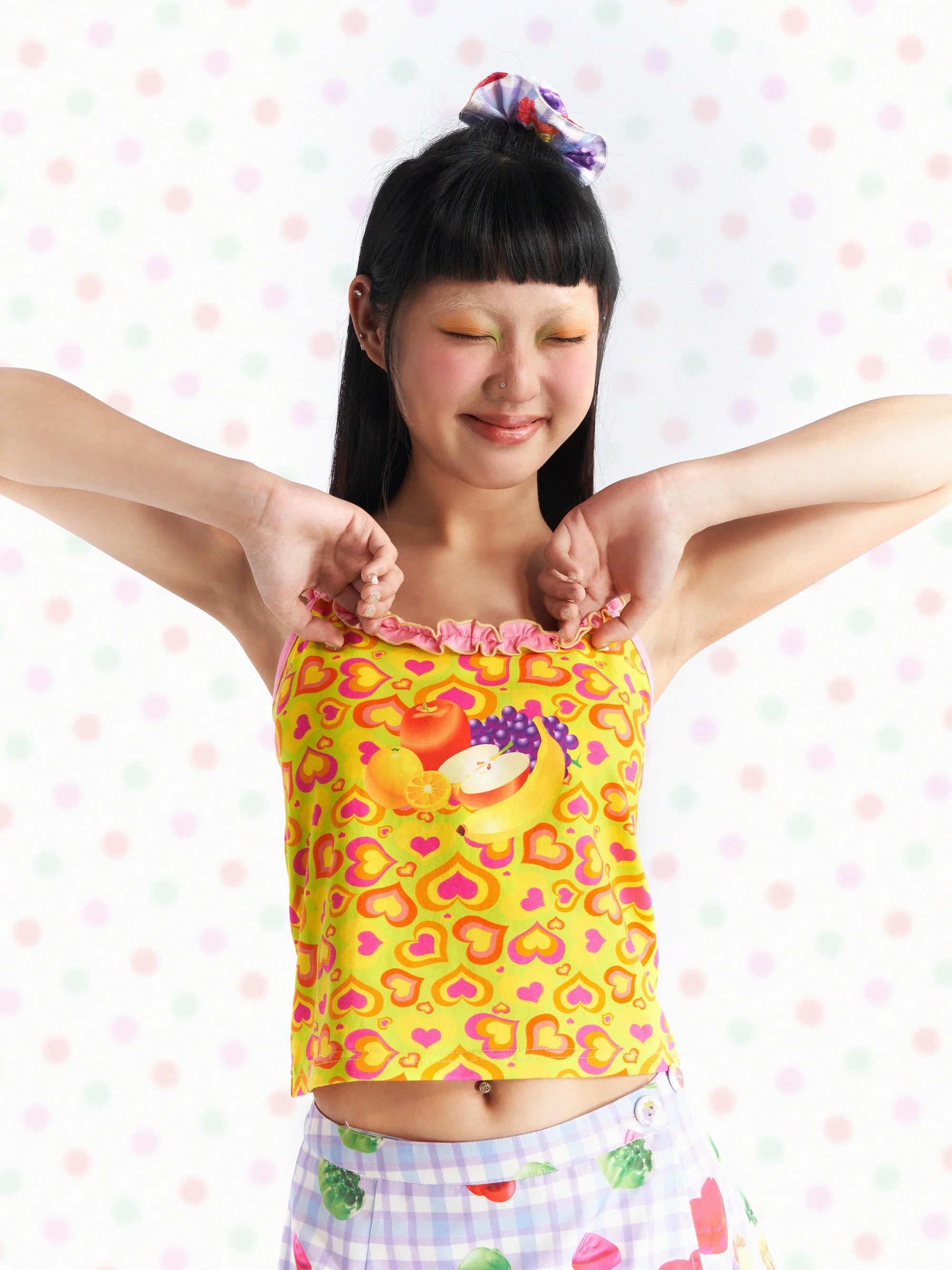 Sweet Hearts Fruit Ruffle Tank Top