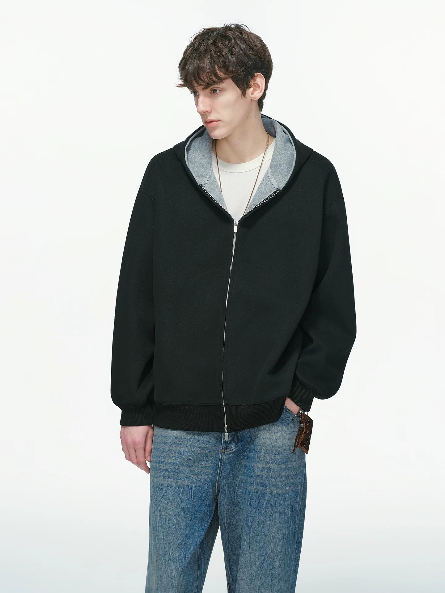 Dual-Tone Varsity Zip Hoodie