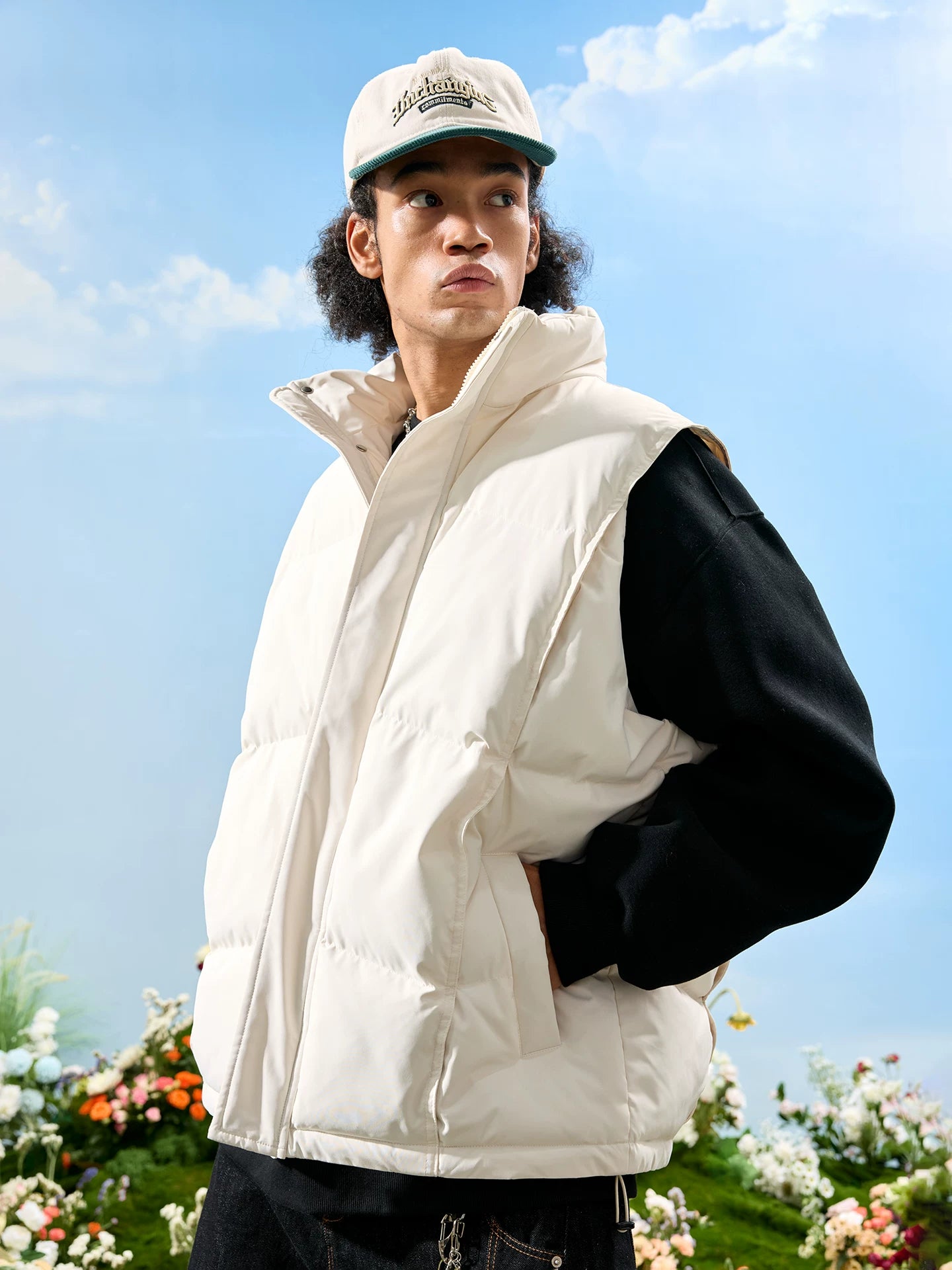 Oversized Puffer Vest with Stand Collar