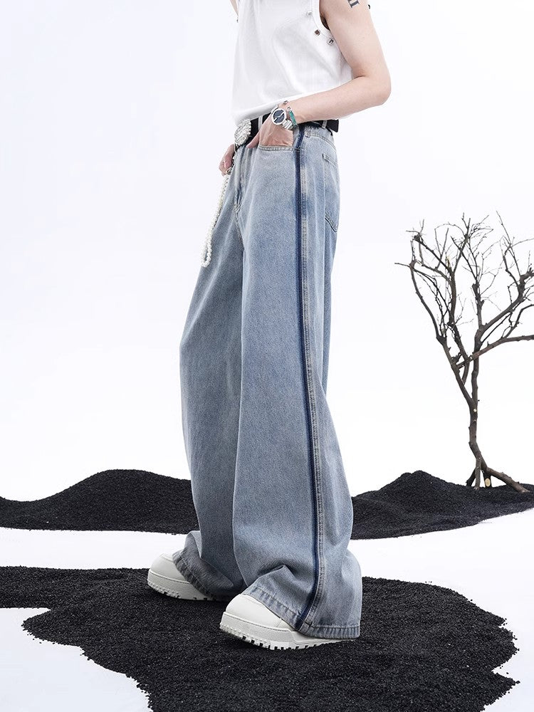 Light Wash Denim Short Sleeve Jacket and Wide Leg Pants Setup