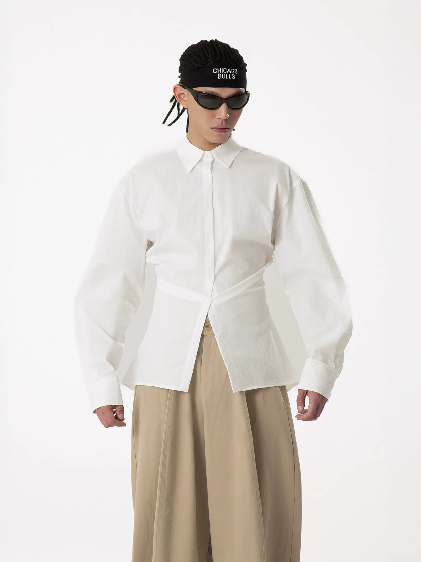Crosswrap Sculpted Waist Poplin Shirt