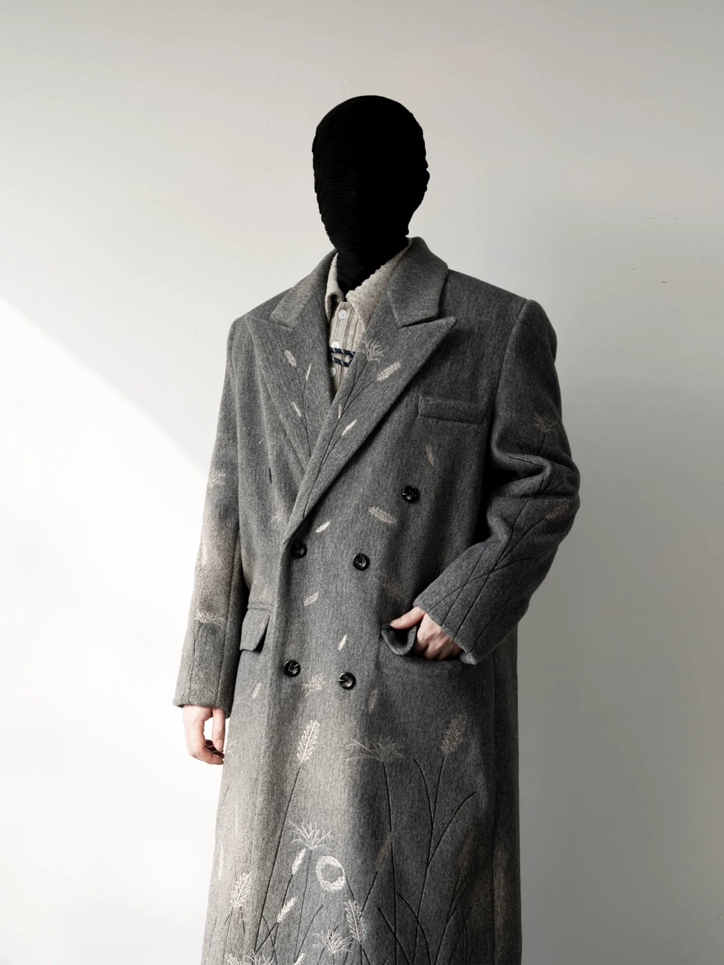Ash Meadow Embroidered Wool Overcoat
