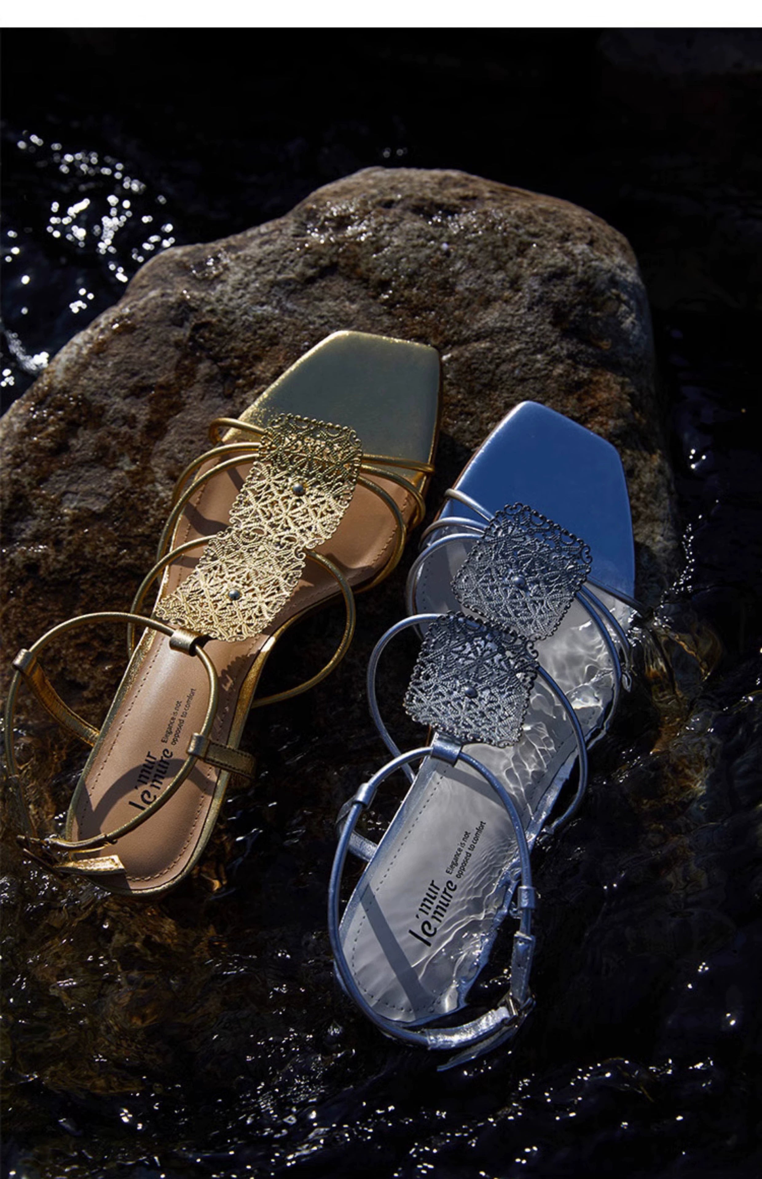 Gold Filigree Strappy Sandals