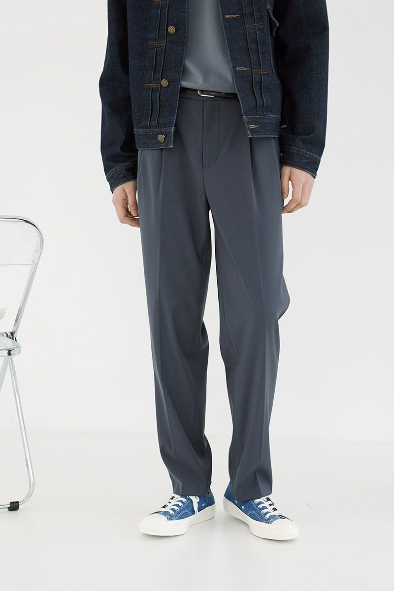 Pantalones de vestir de confort de doble plato