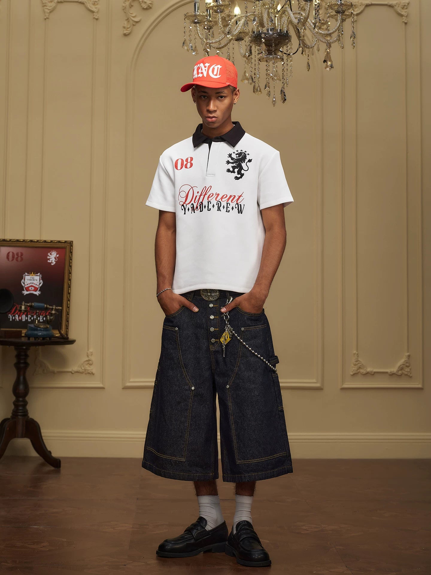 Raw Utility Wide Leg Denim Shorts