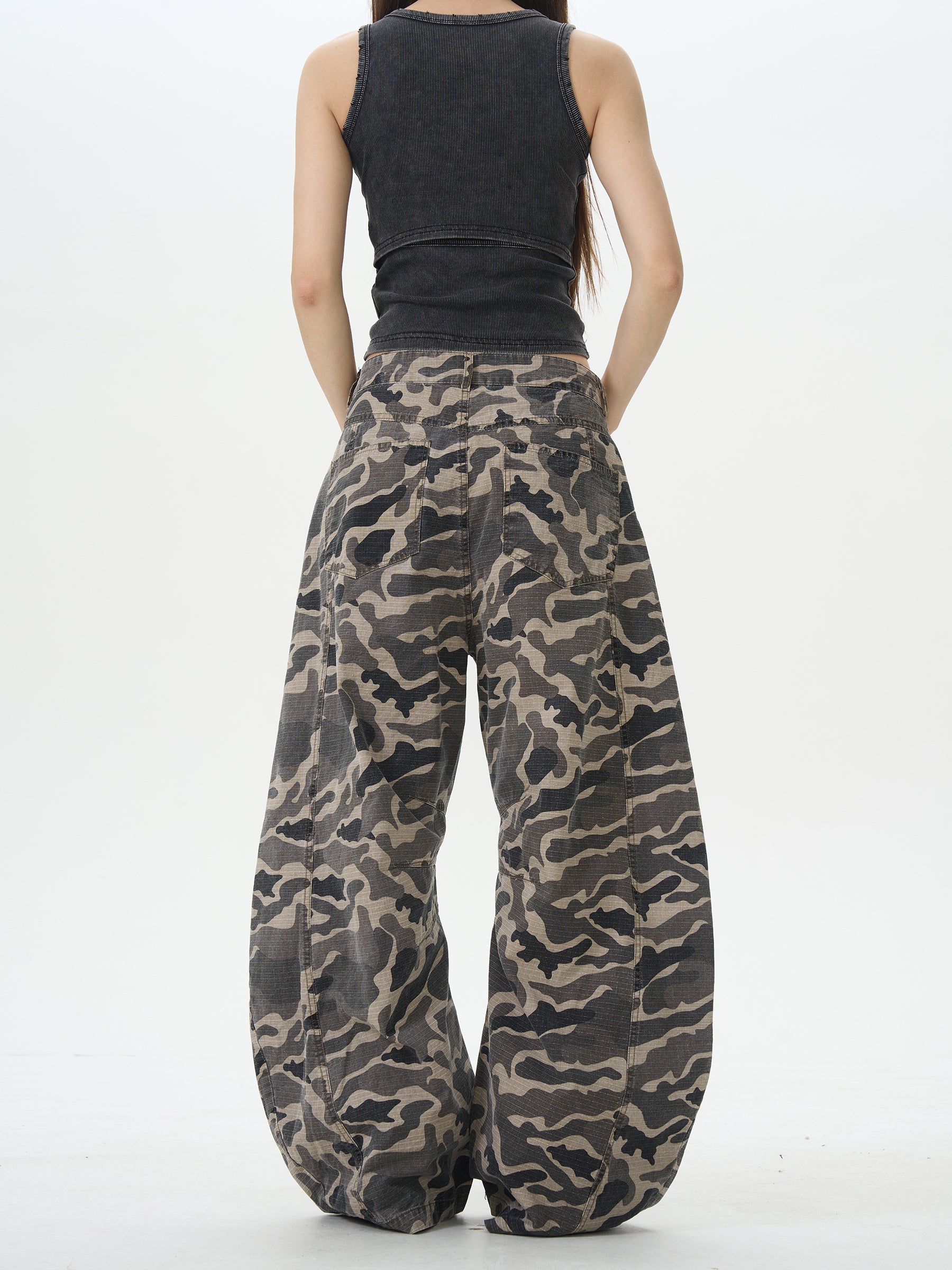 Wide Leg Camo Cargo Pants