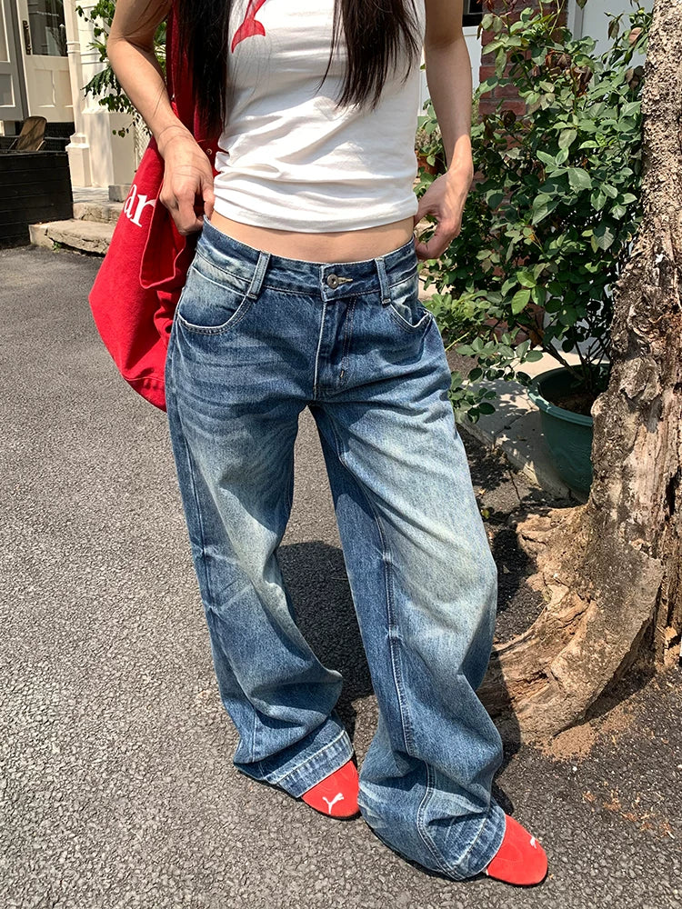 Sun-Faded Classic Wide-Leg Jeans
