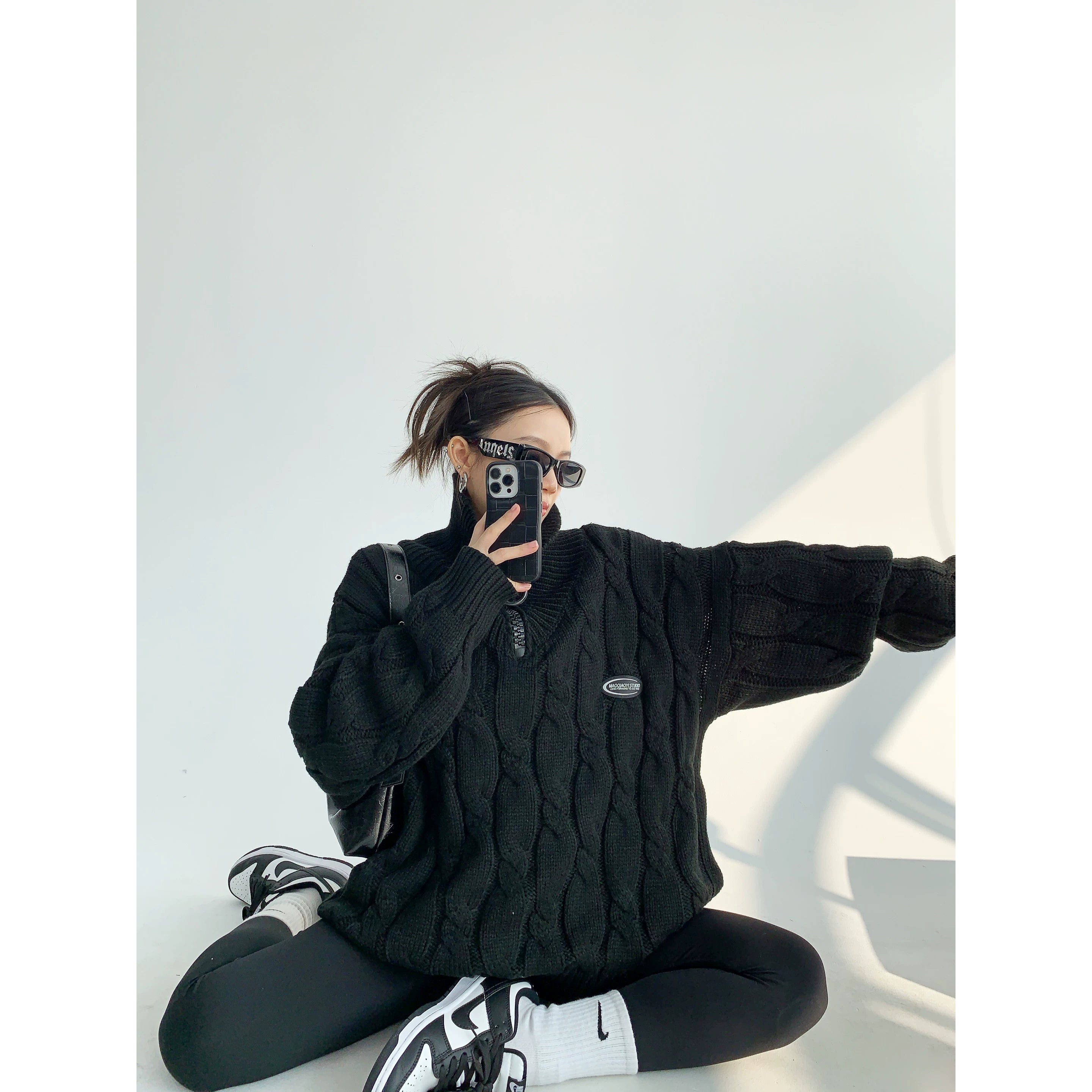 Frost Cable Zip Knit Sweater