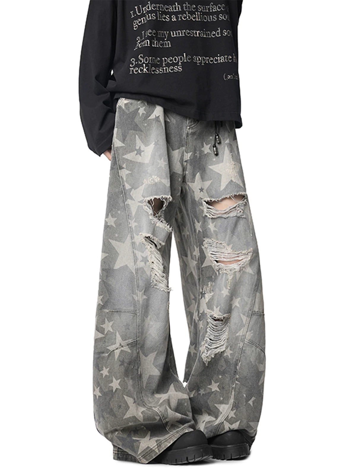 Stardust Ruin Ripped Wide Jeans