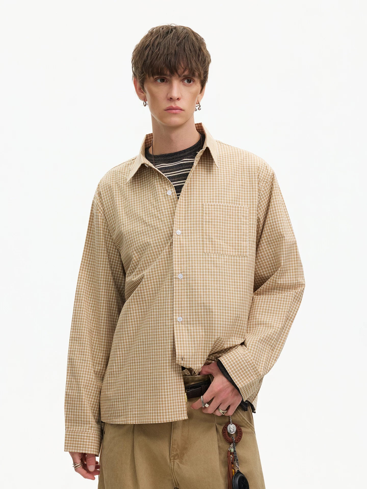 Honeycheck Layered Oversize Shirt