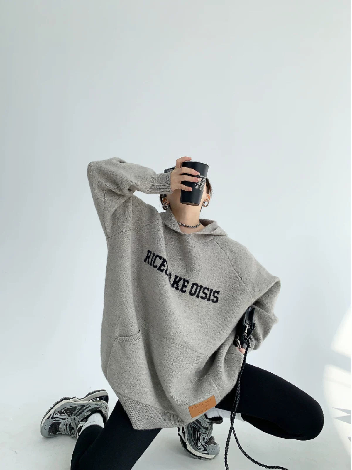 Brick Cozy Logo Knit Hoodie