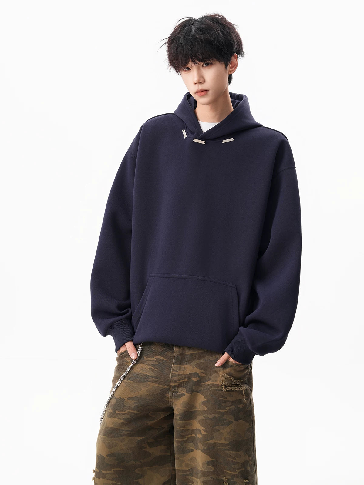 Noir Minimal Drop‑Shoulder Hoodie