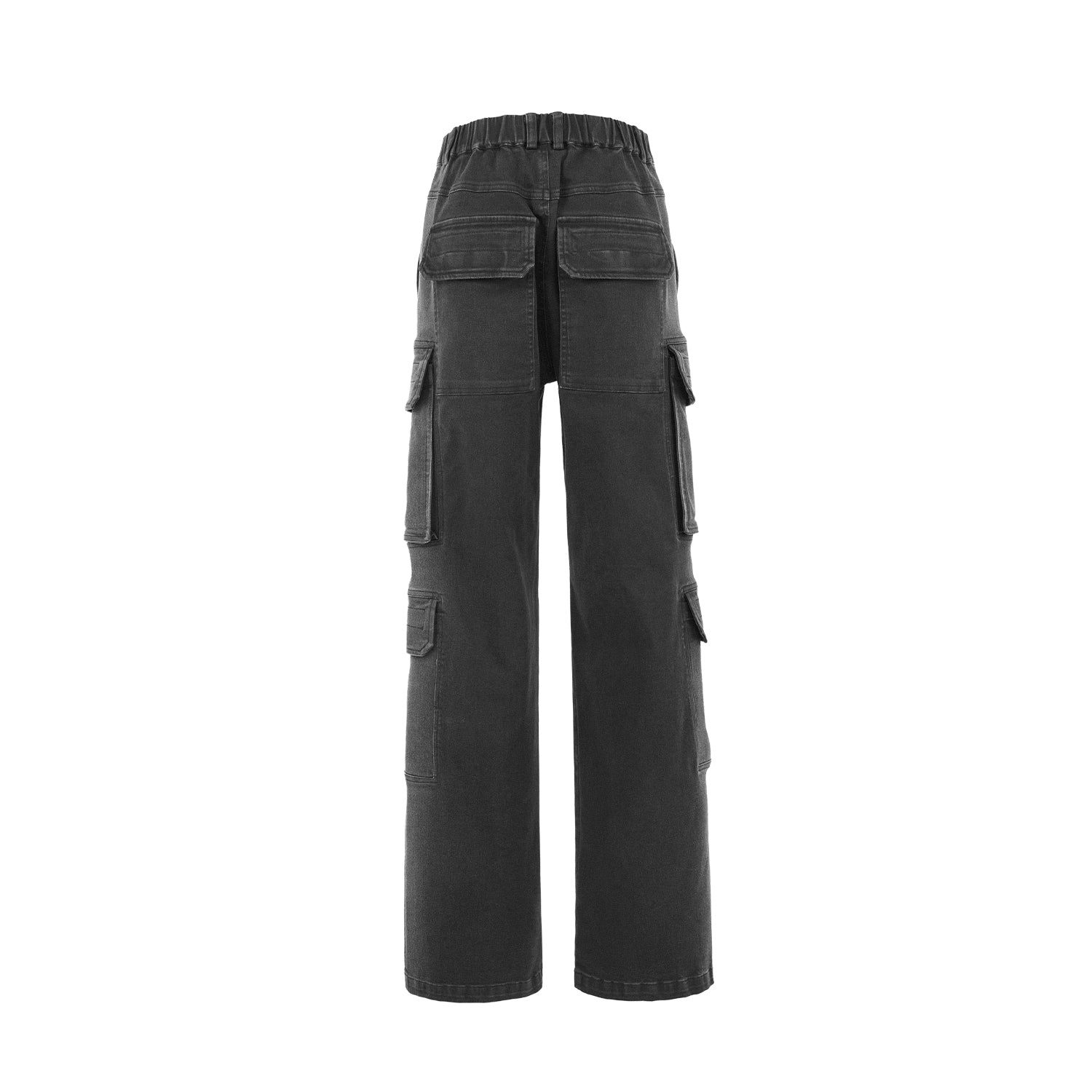 Jeans de carga negra gradiente de bolsillos múltiples