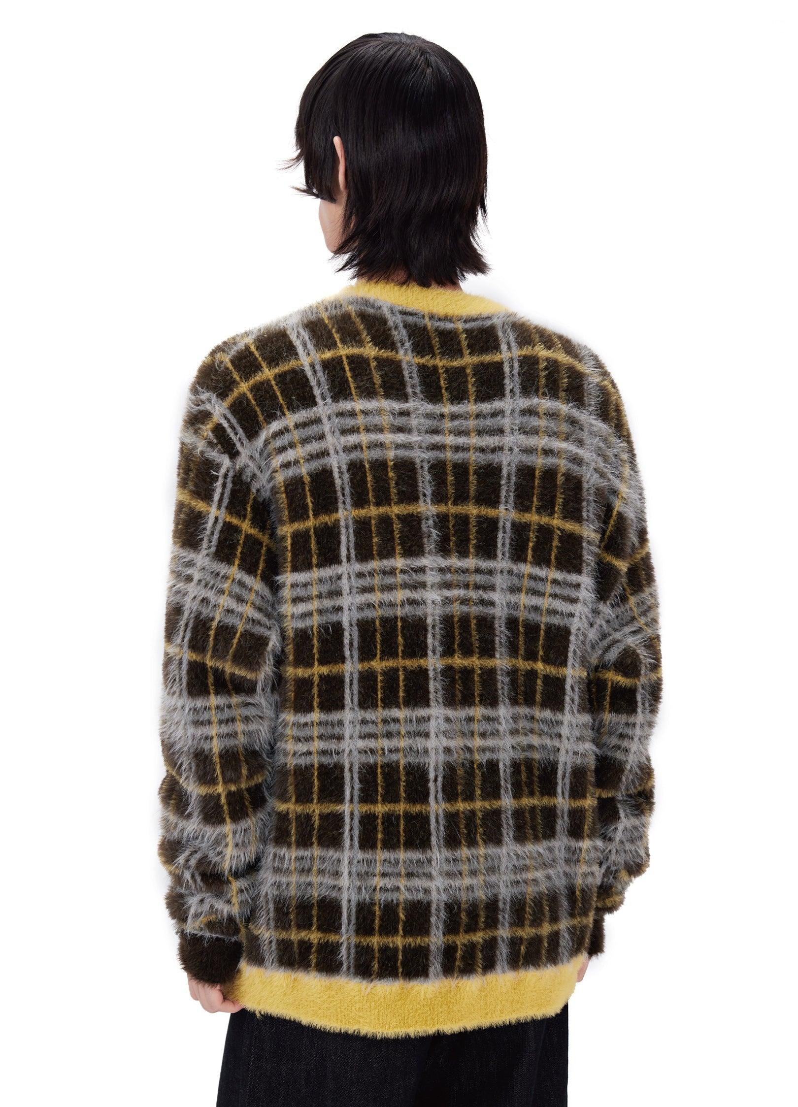 Mustard Plaid Mohair Cardigan - chiclara