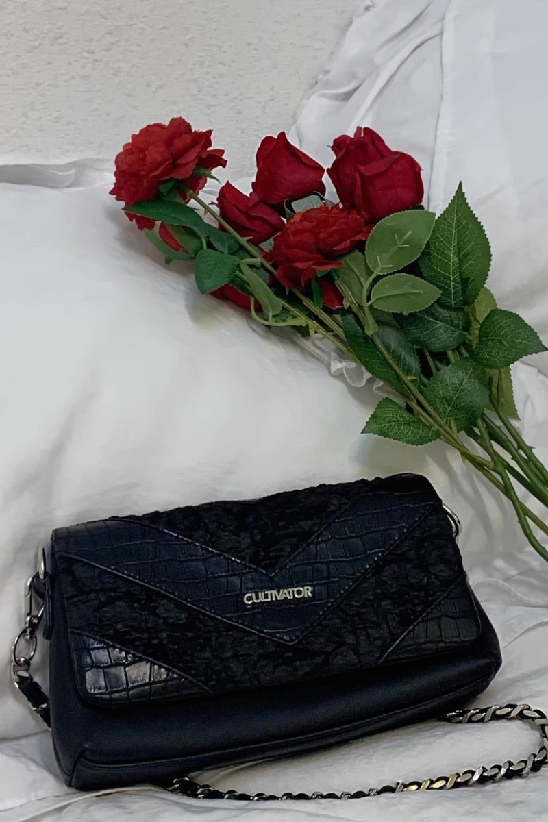 Croc Chevron Chain Crossbody Clutch