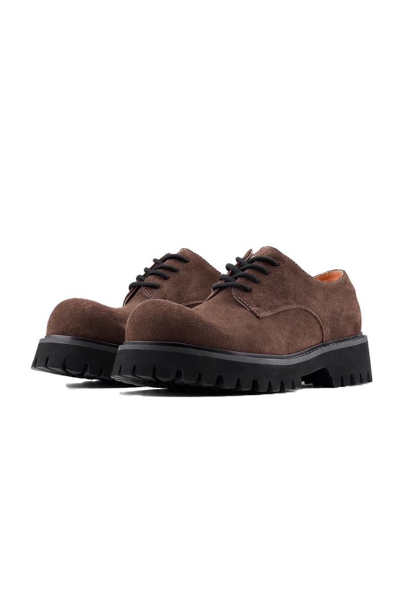 Brown Suede Platform Derby Shoes Brown / Eu40/Us7.5