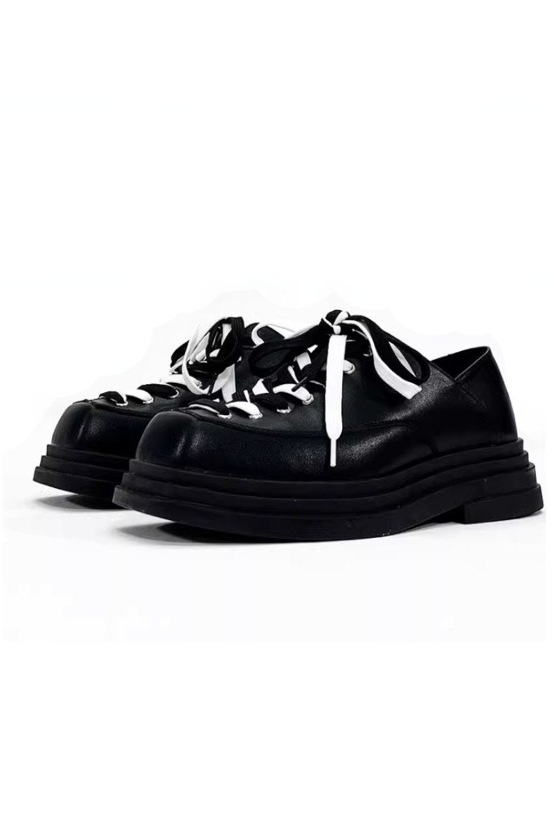 Contrast Platform Chunky School Shoes