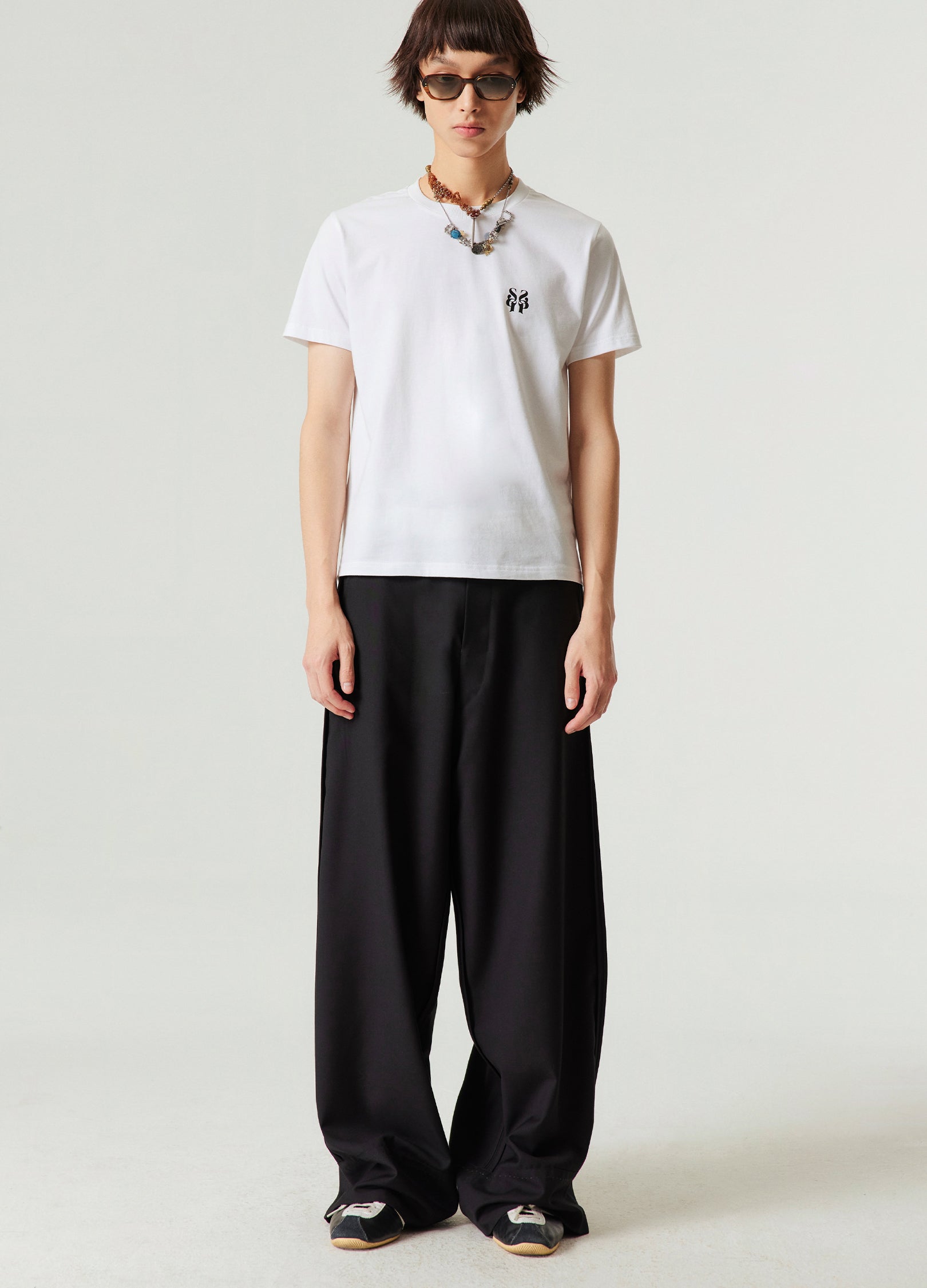 리버스 솔기 와이드 레그 팬츠