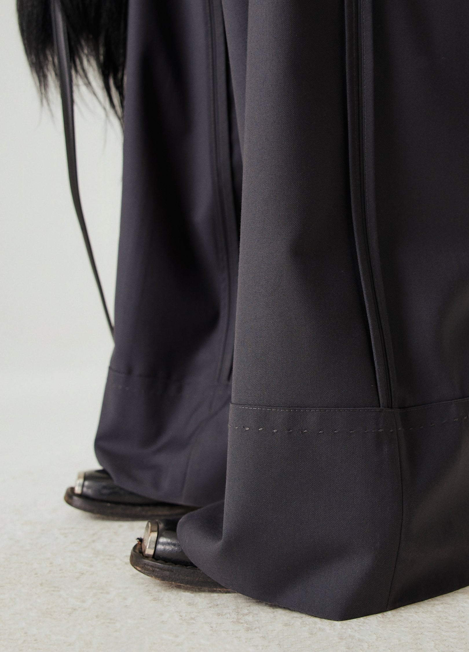 리버스 솔기 와이드 레그 팬츠