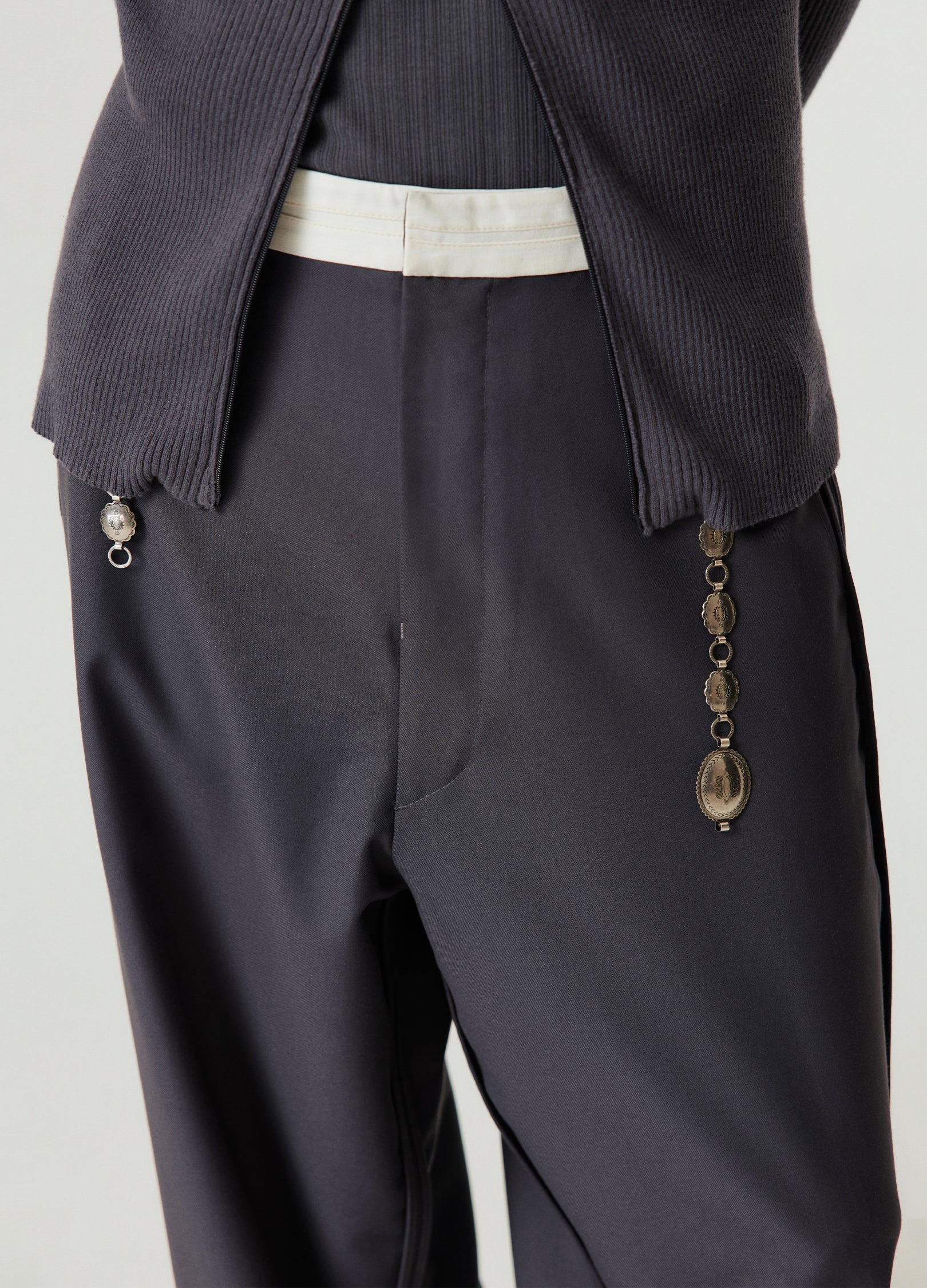 리버스 솔기 와이드 레그 팬츠