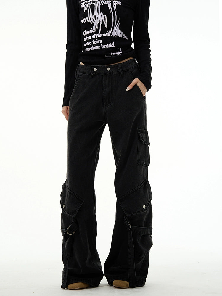 Vintage Workwear Straight Denim Jeans - chiclara