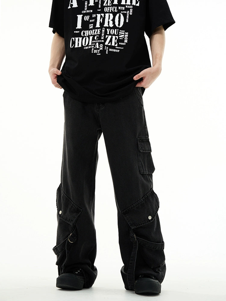 Vintage Workwear Straight Denim Jeans - chiclara