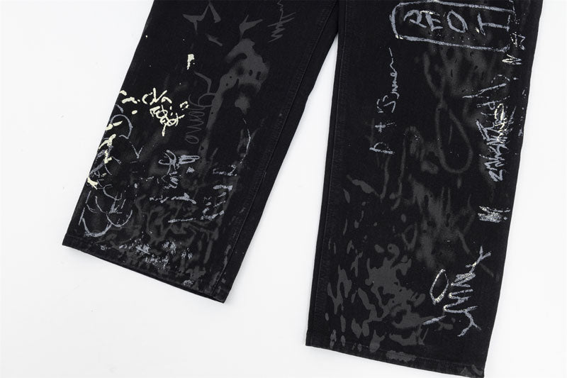 Graffiti-Kunstweit-Bein-Jeans