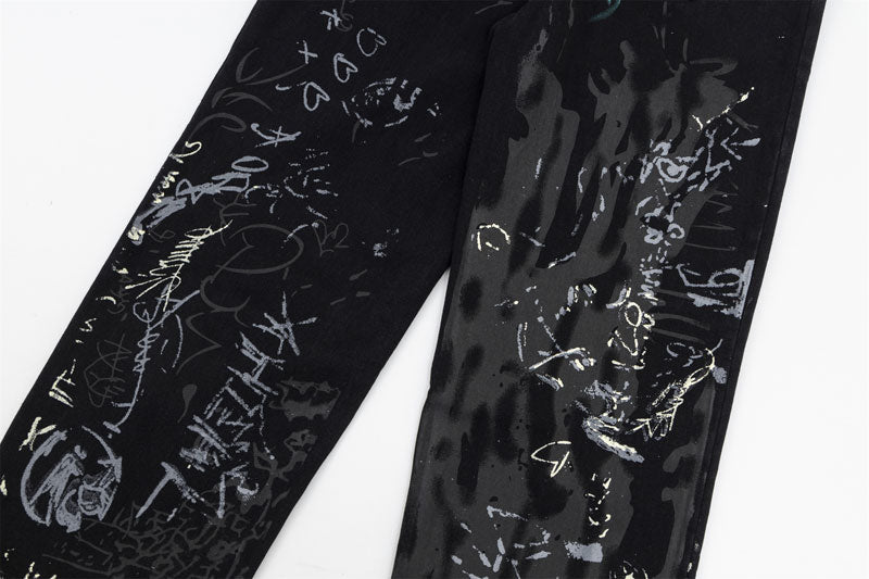 Graffiti-Kunstweit-Bein-Jeans