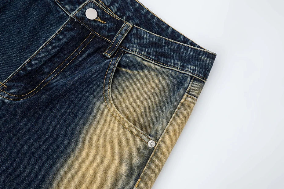 Jeans de mezclilla de corte recto de ácido arquitectónico