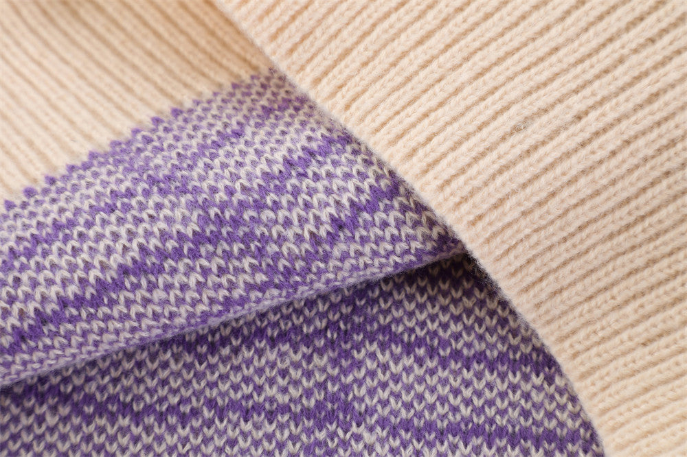 Pull en tricot Web beige et violet Spider