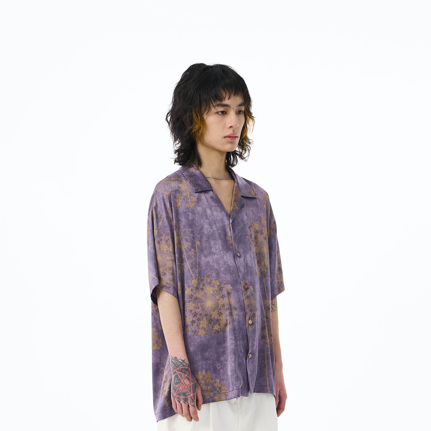 Chemise de villégiature à imprimé pissenlit