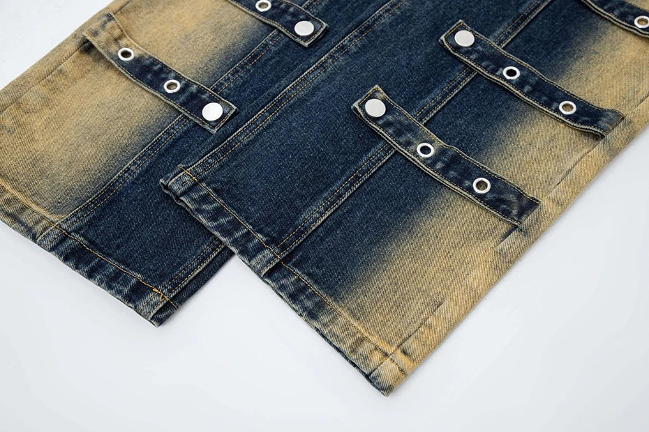 Jeans de mezclilla de corte recto de ácido arquitectónico