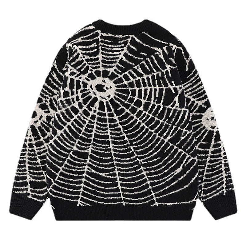 Pull en tricot Web beige et violet Spider