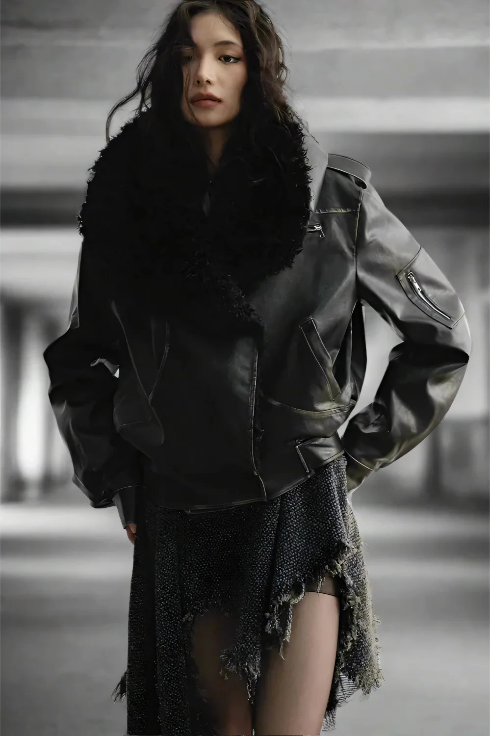 Oversized Faux Fur Aviator Jacket