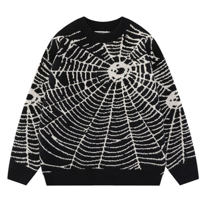 Pull en tricot Web beige et violet Spider