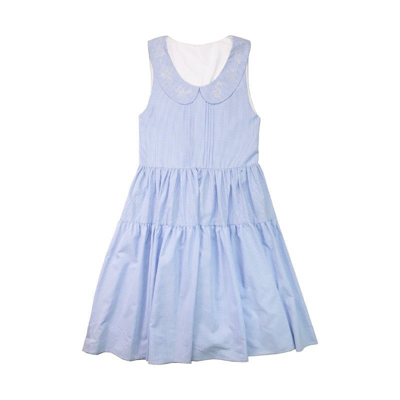 Peter Pan Collar Gingham Dress Blue