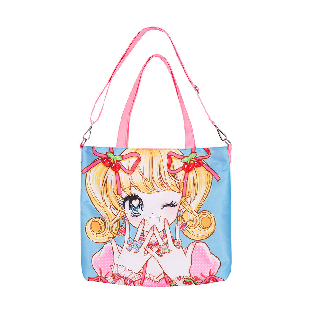 Sweet Anime Girl Printed Tote Bag