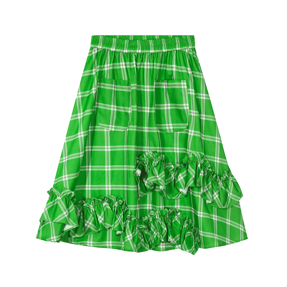 A-Line Ruffle Midi Skirt