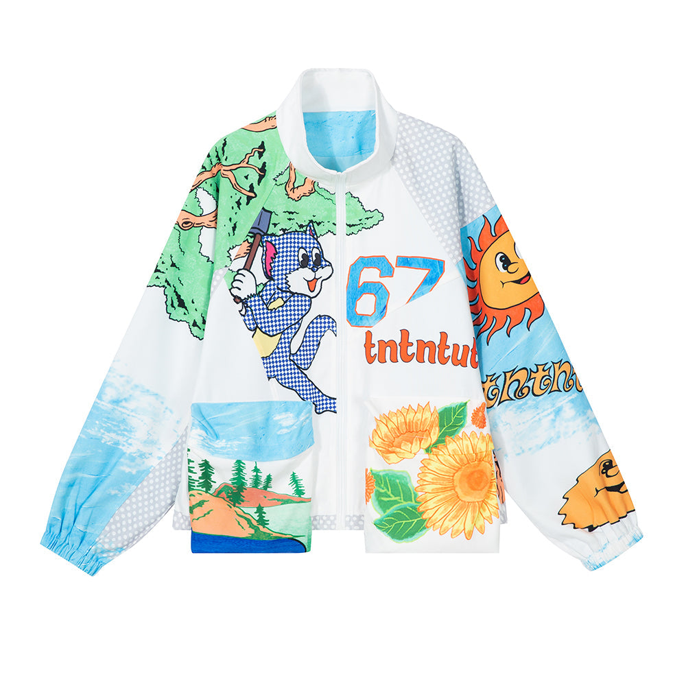 Mixed Print Patchwork Light Bomber Jacket