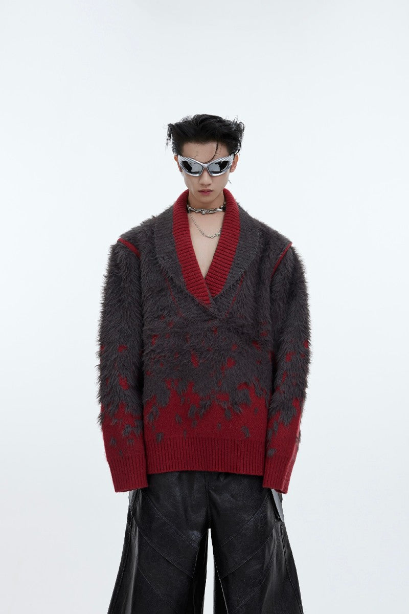Gradient V-Neck Knit Sweater - chiclara