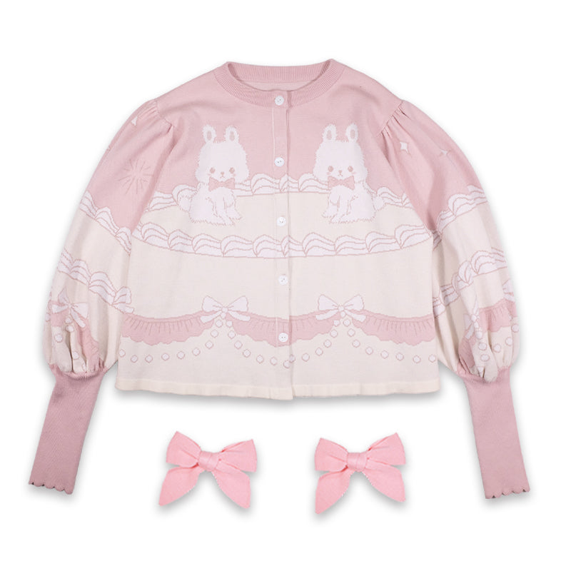 Bunny Button Cardigan With Bows