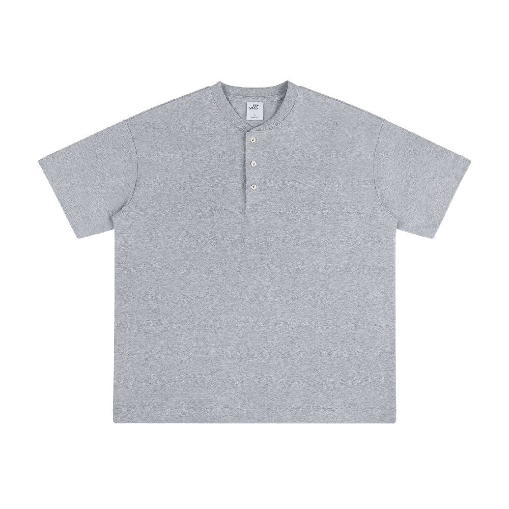 320G Heavyweight Cotton Henley Oversized Tee - chiclara