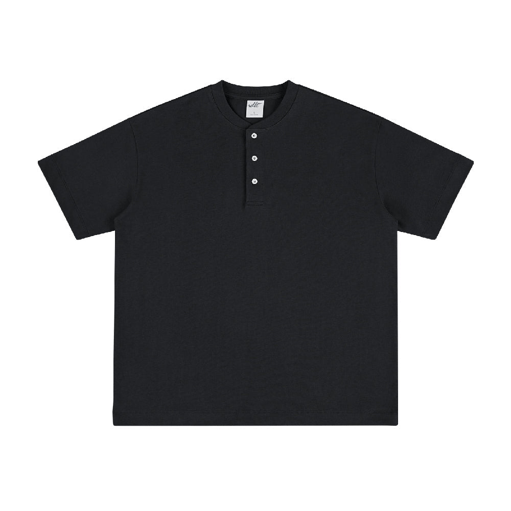 320G Heavyweight Cotton Henley Oversized Tee - chiclara
